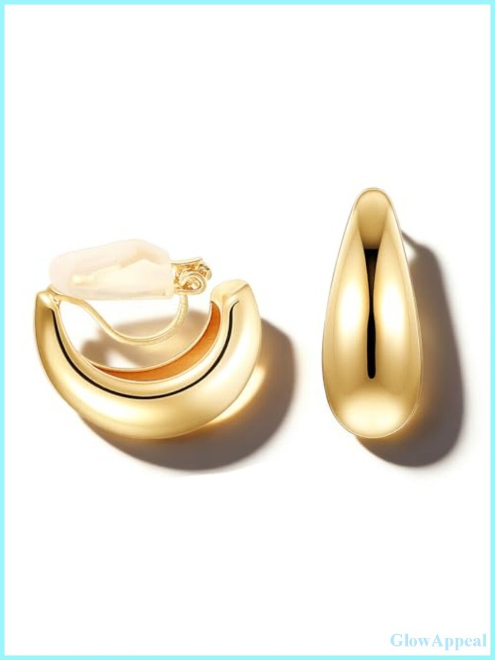 Gold Plated Clip On Earrings for Women Non Pierced Adjustable Huggie Hoops